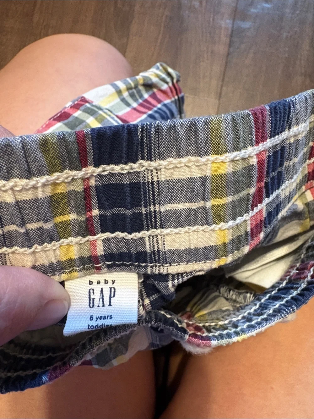GAP Plaid Flat Front Shorts in Navy, Red, Yellow, White